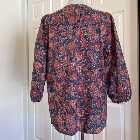 Chaps Long Sleeve Pull On Relaxed Floral Blouse Casual - Picture 3 of 9